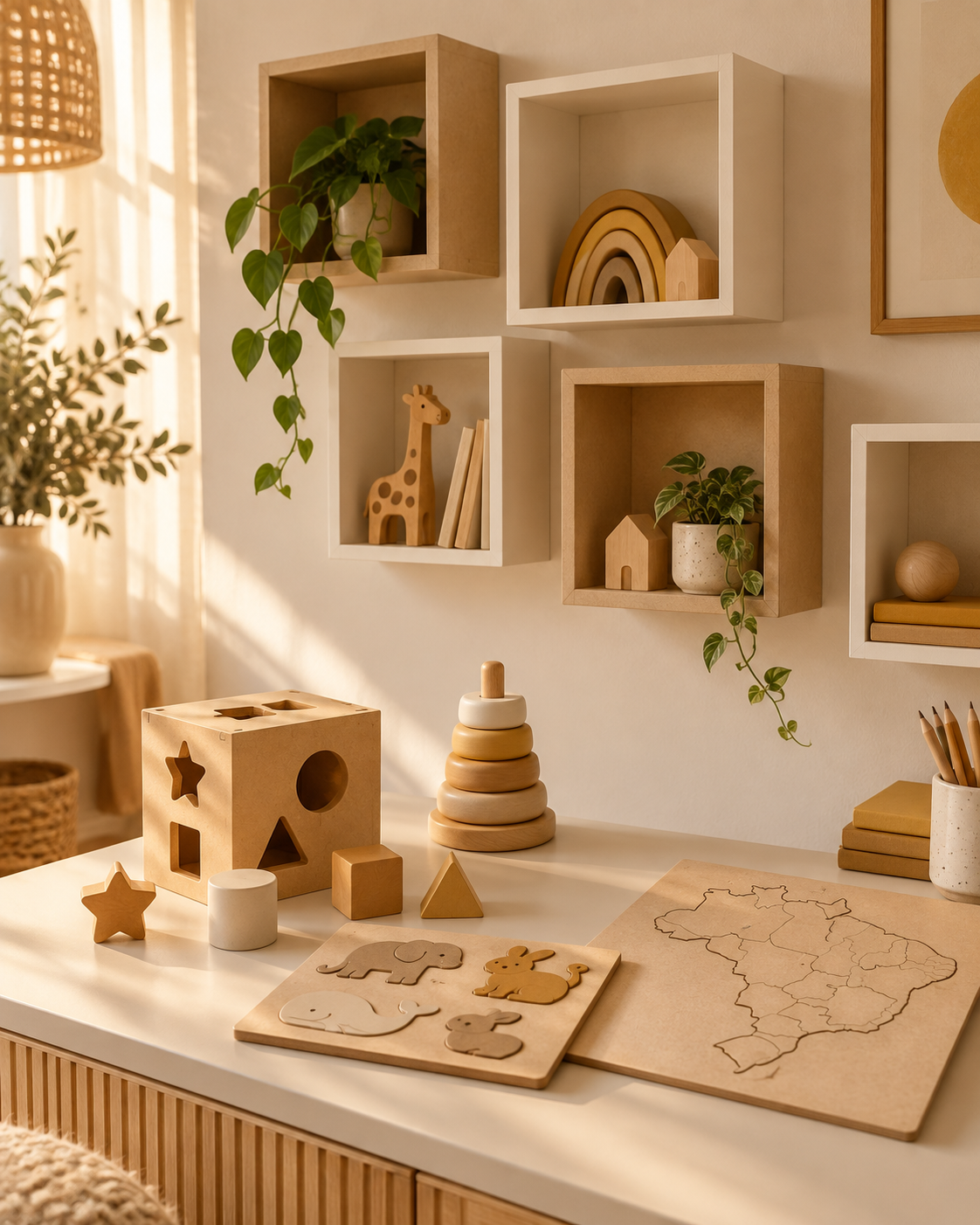 Composição de brinquedos e nicho em MDF