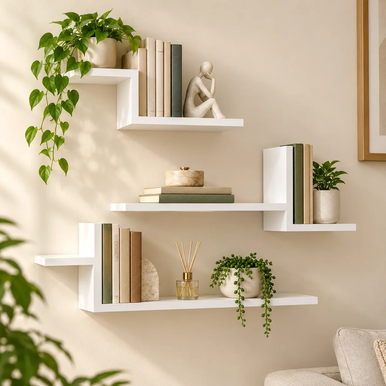 Trio de Prateleiras Decorativas em MDF Branco – 45, 60 e 75 cm